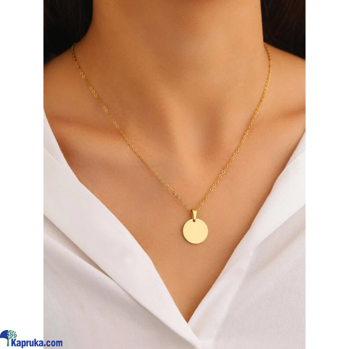 Stainless Steel Disc Pendant Necklace In Gold Online at Kapruka | Product# EF_PC_JEWE0V829P00085