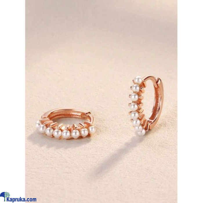 Stainless Steel Rose Gold Mini Pearl Hoops Online at Kapruka | Product# EF_PC_JEWE0V829P00090