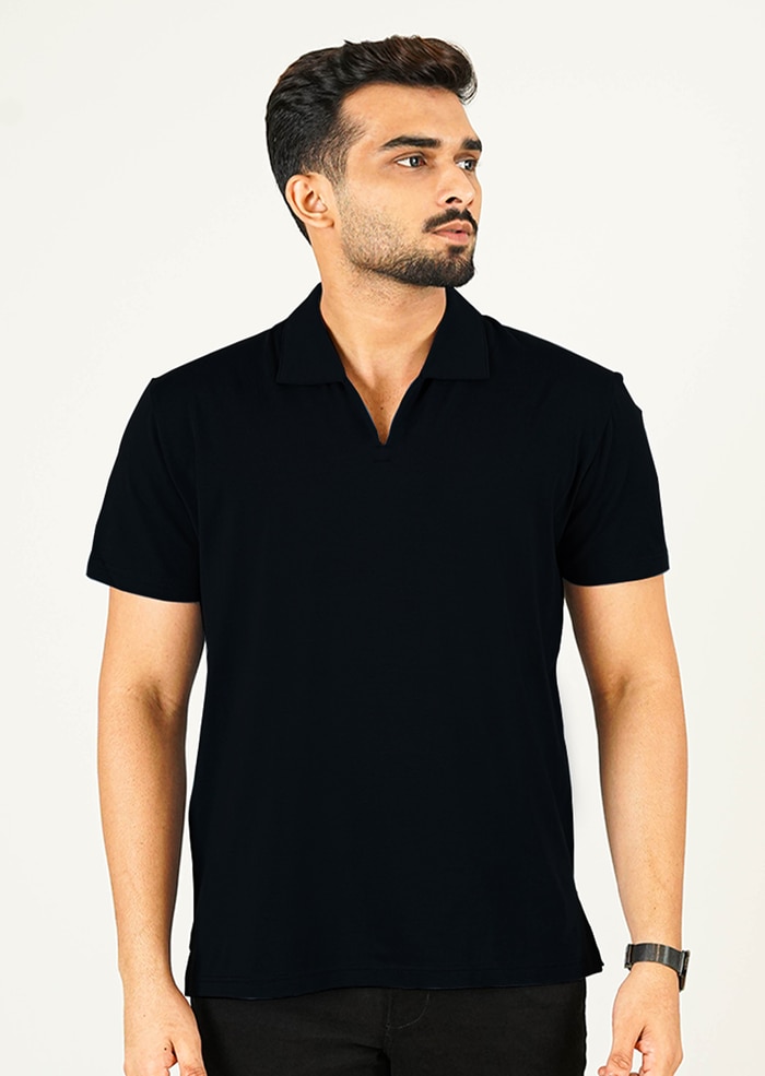 V NECK UNIQLO COLLAR BLACK T- SHIRT | SIGNATURE Online at Kapruka | Product# ef_hs_33447