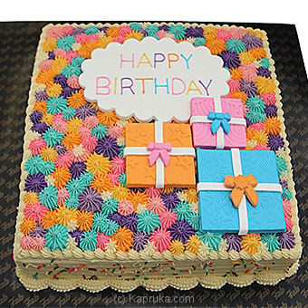 Happy Birthday Ribbon Cake- 2LB(SHAPED CAKE) Online at Kapruka | Product# cakeFAB00214
