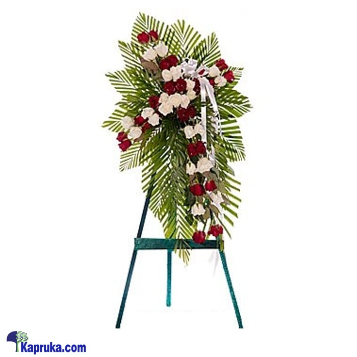 Funeral Wreath With White And Red Roses Online at Kapruka | Product# flowers00T710