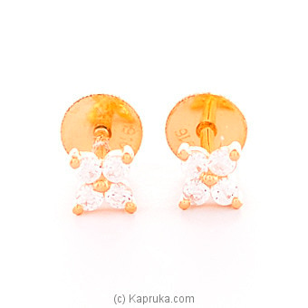 Vogue 22k gold  ear stud set with 8(c/Z) rounds Online at Kapruka | Product# vouge00307