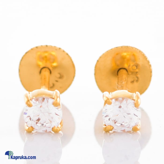 22k gold  ear stud set with 2(c/Z) rounds Online at Kapruka | Product# vouge00312