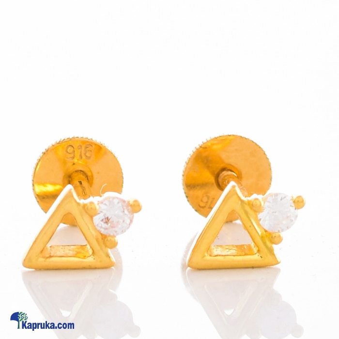22k gold ear stud set with 2(c/Z) rounds Online at Kapruka | Product# vouge00341