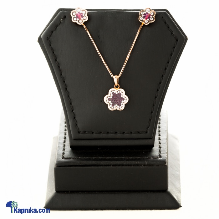 Diamond Dreams Pink Gold Pendant With Earing Set Online at Kapruka | Product# jewellerydd095