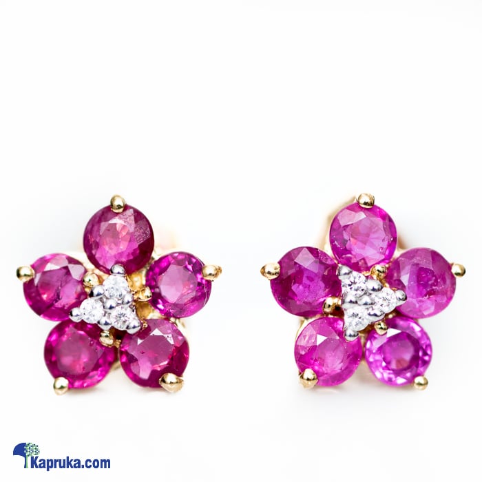 Mallika hemachandra 18kt gold e'stud set with ruby and diamonds- e884/1 Online at Kapruka | Product# jewelleryMH0207