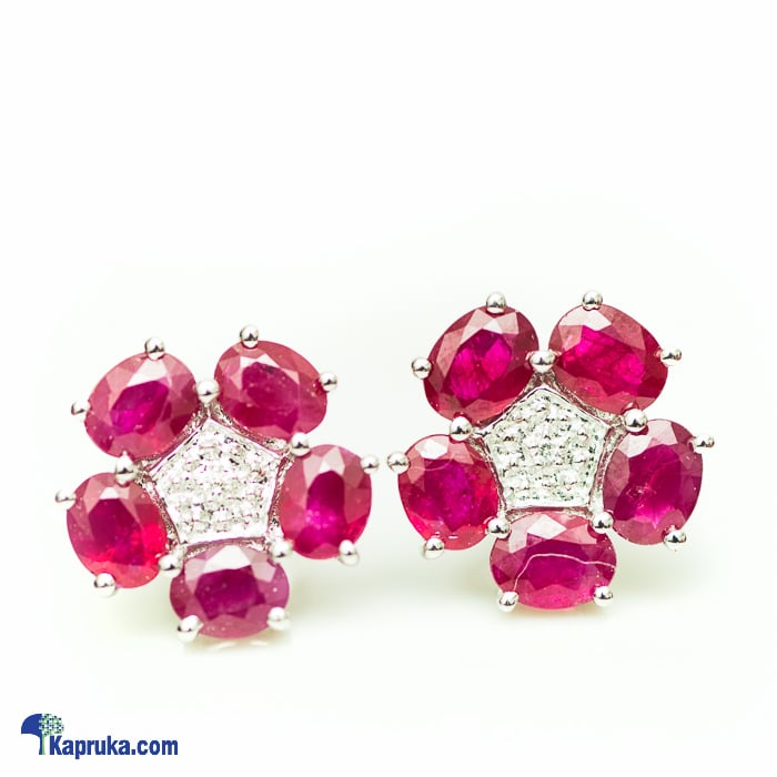 Mallika hemachandra 18kt gold e'stud set with ruby and diamonds- e935/1 Online at Kapruka | Product# jewelleryMH0225