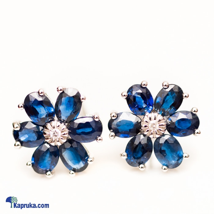 18kt w/Gold e'stud set with blue sapphire & diamonds- e888/3 Online at Kapruka | Product# jewelleryMH0226