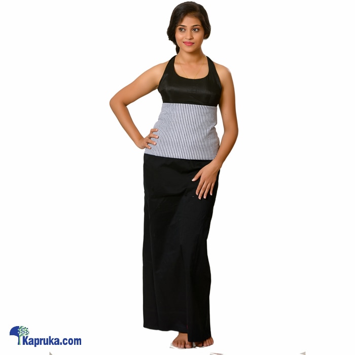 Linen Black Lungi With White And Black Stripe Blouse Materiel - XL Online at Kapruka | Product# clothing0589