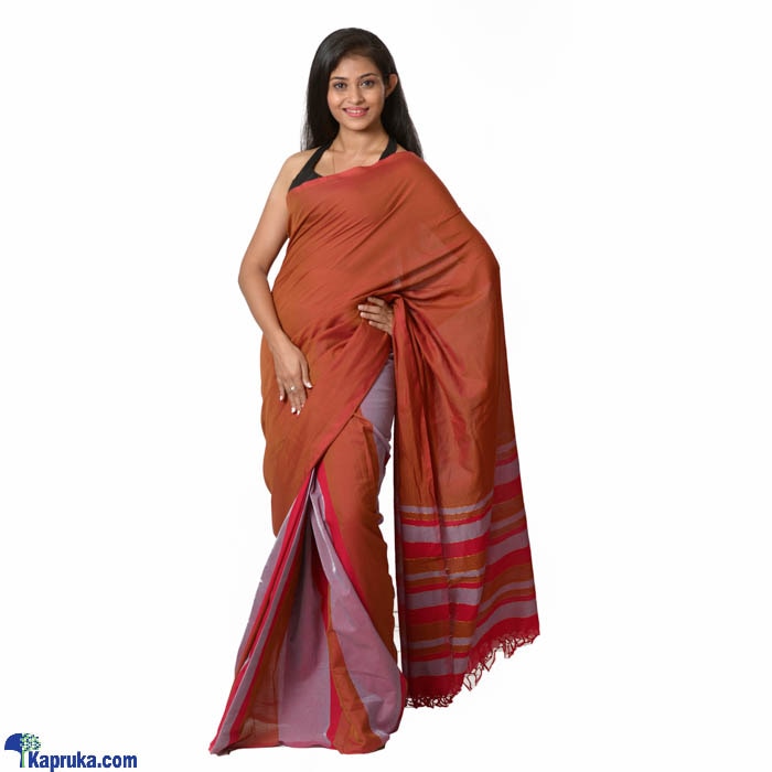 Orange, Pink And Light Purple Handloom Cotton Saree Online at Kapruka | Product# clothing0578