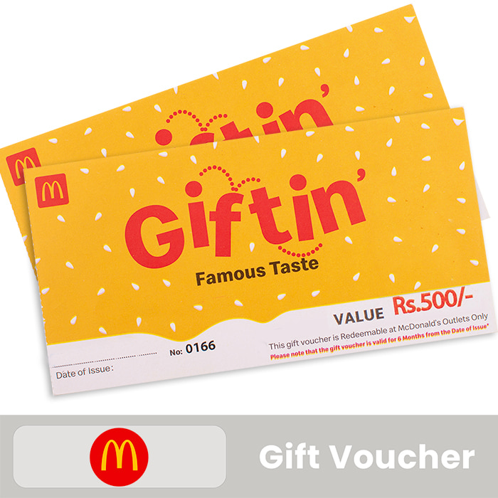 McDonalds Rs 500 voucher Online at Kapruka | Product# giftV00Z160_TC1