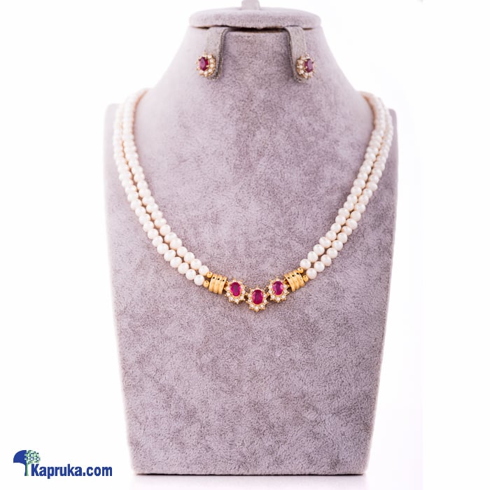 Stone N String Ruby Necklace And Earing Set Online at Kapruka | Product# stoneNS0317