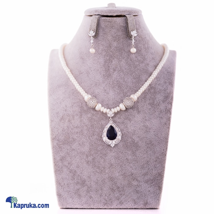 Cubic Zircon Pearl Necklace & Earing Set Online at Kapruka | Product# stoneNS0316