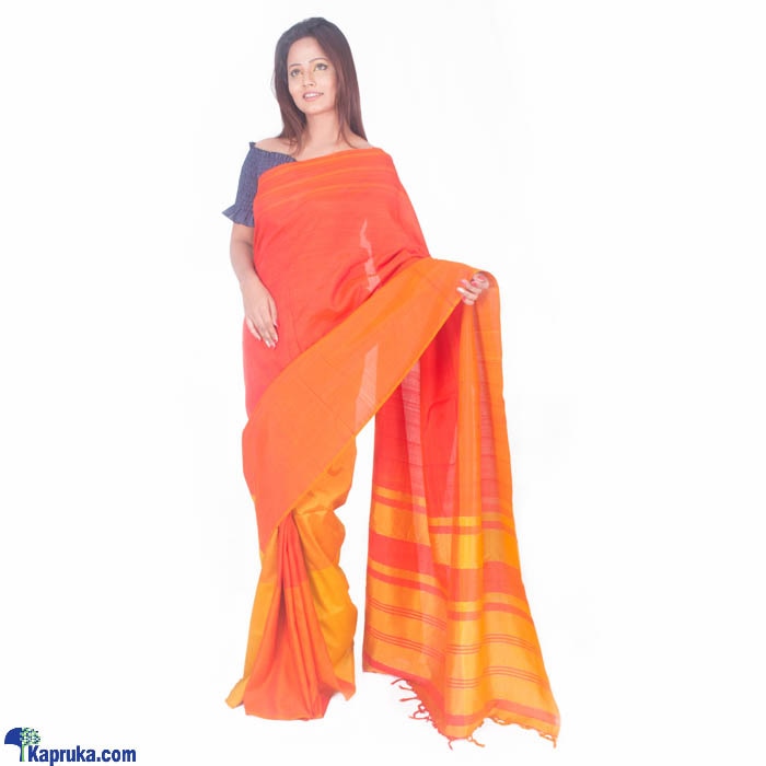 Orange And Yellow Rayon Saree Online at Kapruka | Product# clothing0637