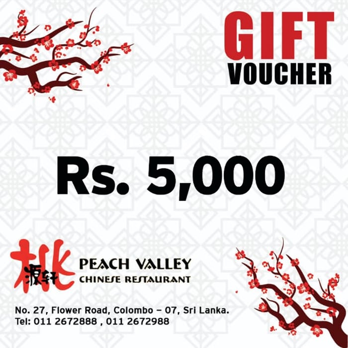Peach Valley Chinese Restaurant Gift Voucher - Rs. 5000 Online at Kapruka | Product# giftV00Z177