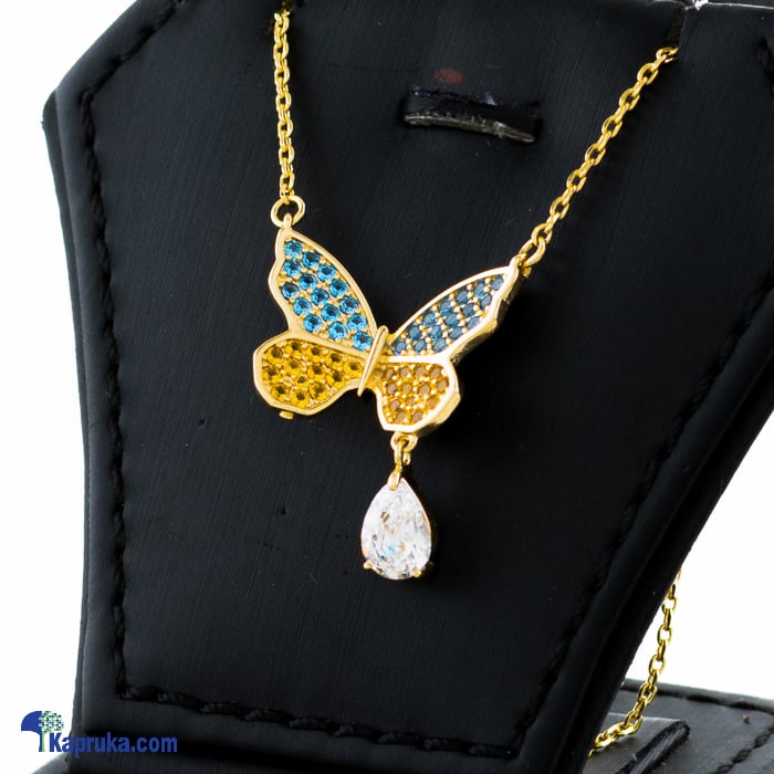 Butterfly Color Stones Pendant With Necklace Online at Kapruka | Product# jewllery00SK741