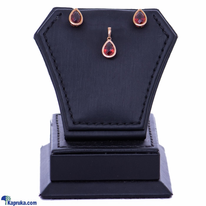Vogue 18k Gold Red Garnet Pendant With Ear Stud Set Online at Kapruka | Product# vouge00375