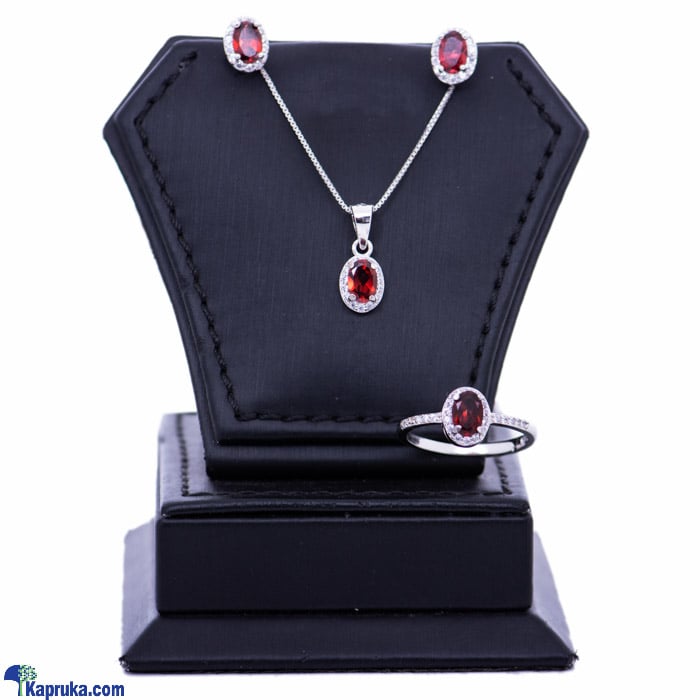 Stone N String Garnet Silver Necklace Set Online at Kapruka | Product# stoneNS0335