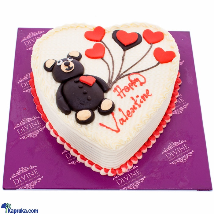 Divine Valentine Teddy Ribbon Cake Online at Kapruka | Product# cakeDIV00158
