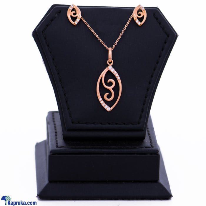 18kt Red Gold Pendant And Ear Stud Set With Cubic Zirconia (P2023- 1) Online at Kapruka | Product# jewelleryMH0281