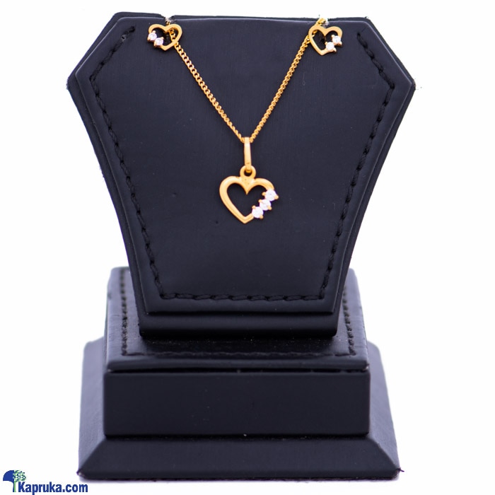 22kt Gold Pendant And Ear Stud Set With Cubic Zirconia (P254) Online at Kapruka | Product# jewelleryMH0282