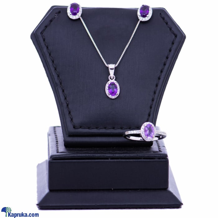 Stone N String Amethyst Silver Necklace Set Online at Kapruka | Product# stoneNS0332