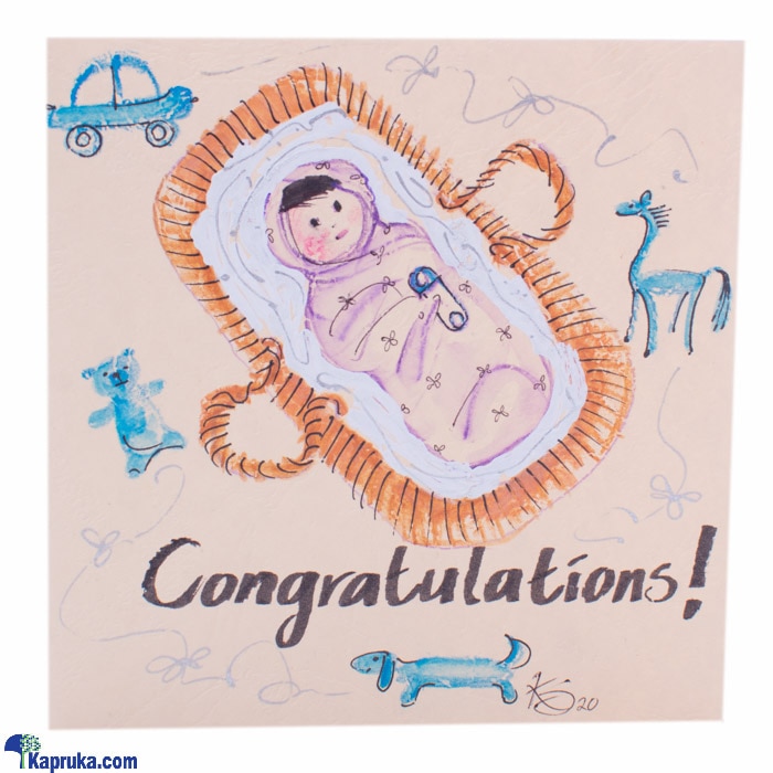 Hand Painted New Born Boy Greeting Card Online at Kapruka | Product# greeting00Z1976