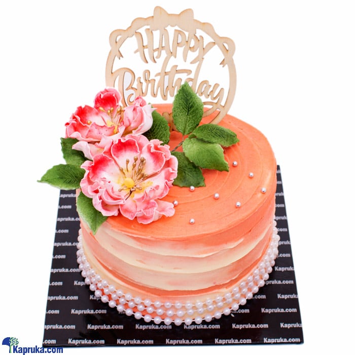 Happy Birthday Buds And Blooms Ribbon Cake Online at Kapruka | Product# cake00KA001092