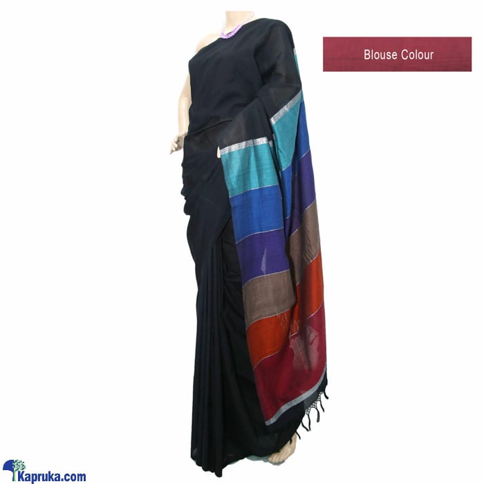 Elegant Black Cotton Saree C1284 Online at Kapruka | Product# clothing0882