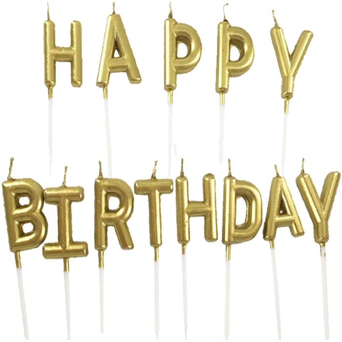Happy Birthday Letter Candles - Gold Online at Kapruka | Product# candles0092