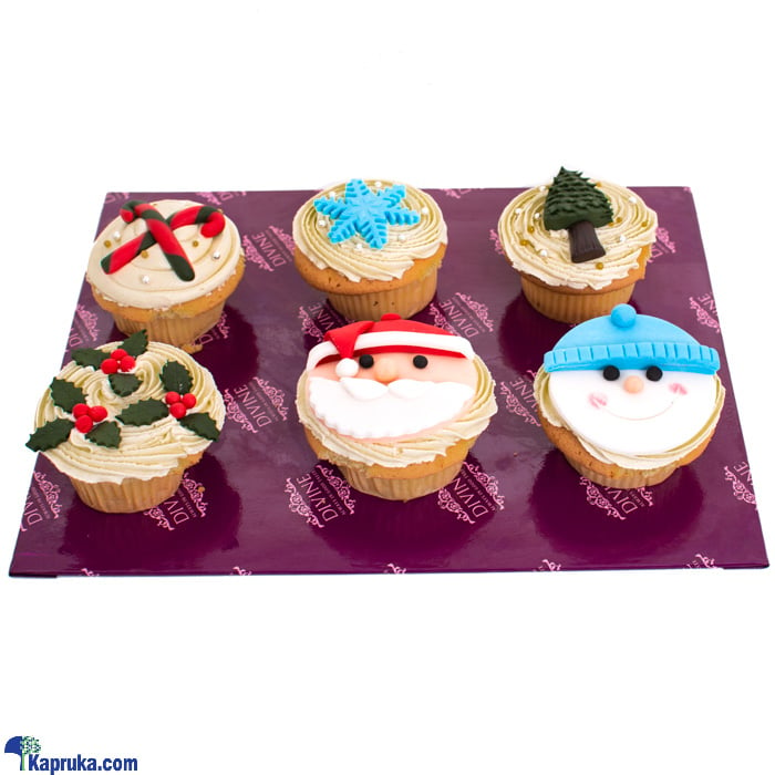 Divine Christmas Cup Cakes 6 Pieces Online at Kapruka | Product# cakeDIV00160