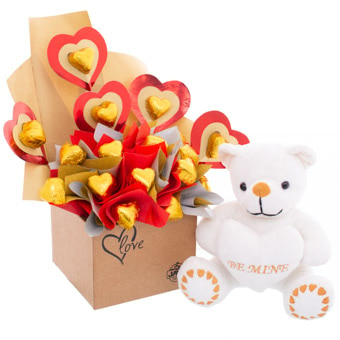 Java Heartfelt Love Chcolates With Cuddly Teddy Online at Kapruka | Product# chocolates00975