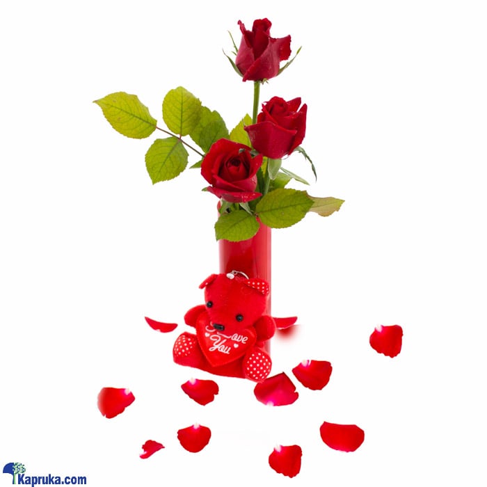 Vase In Red- Mix Of Red Roses - Flowers For You Online at Kapruka | Product# flowers00T1174