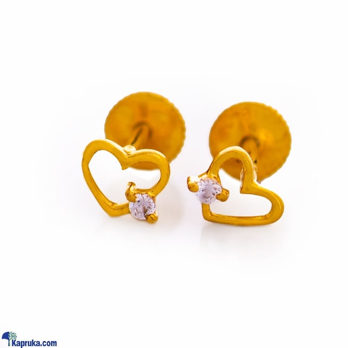 Mallika hemachandra 22kt gold ear stud  set with cubic zirconia( e93/1) Online at Kapruka | Product# jewelleryMH096