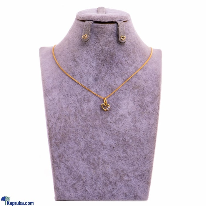 Mallika hemachandra 22kt gold ear stud  set with cubic zirconia.,22kt gold pendant set with cubic zirconia. (p255/1  ,  E93/1) Online at Kapruka | Product# jewelleryMH097