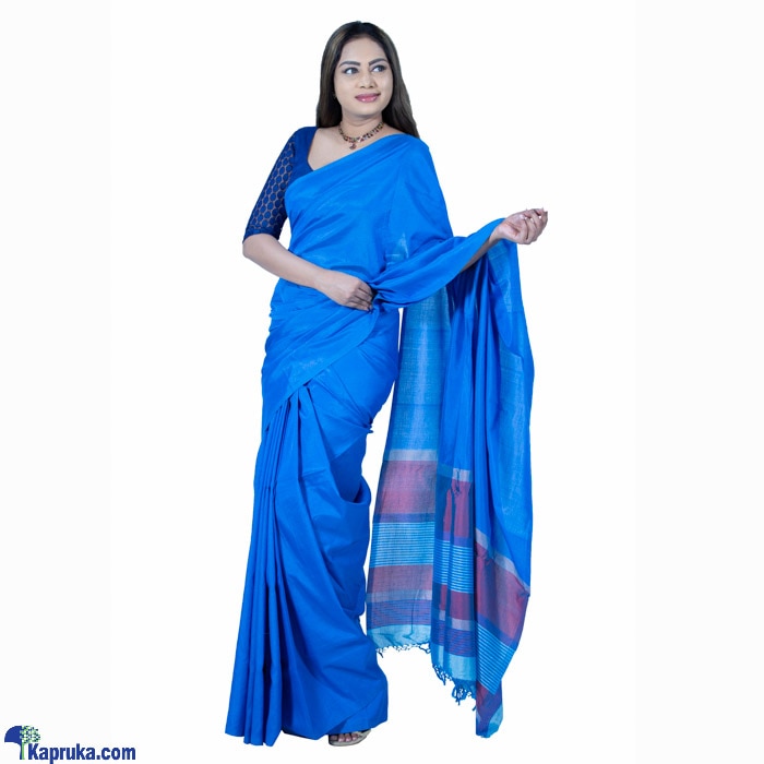 Light Blue Rayon Mixed Cotton Saree - S2012 Online at Kapruka | Product# clothing02075