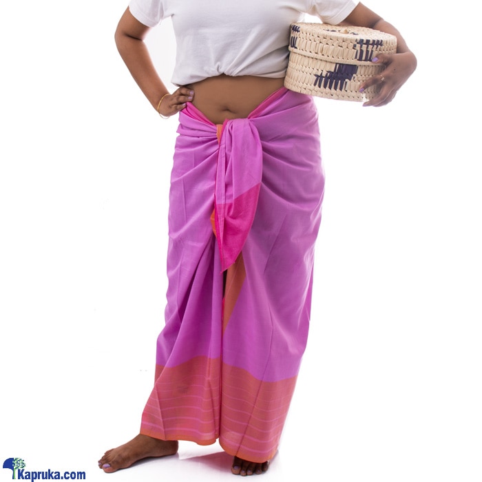 Handloom ladies sarong  pink and purple/Lungie- srg/LAD/BOR/B01 Online at Kapruka | Product# clothing02154