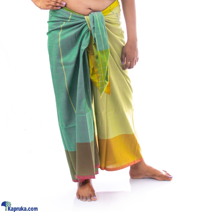 Handloom ladies sarong   dark green  and light green/Lungie- srg/LAD/BOR/B05 Online at Kapruka | Product# clothing02153