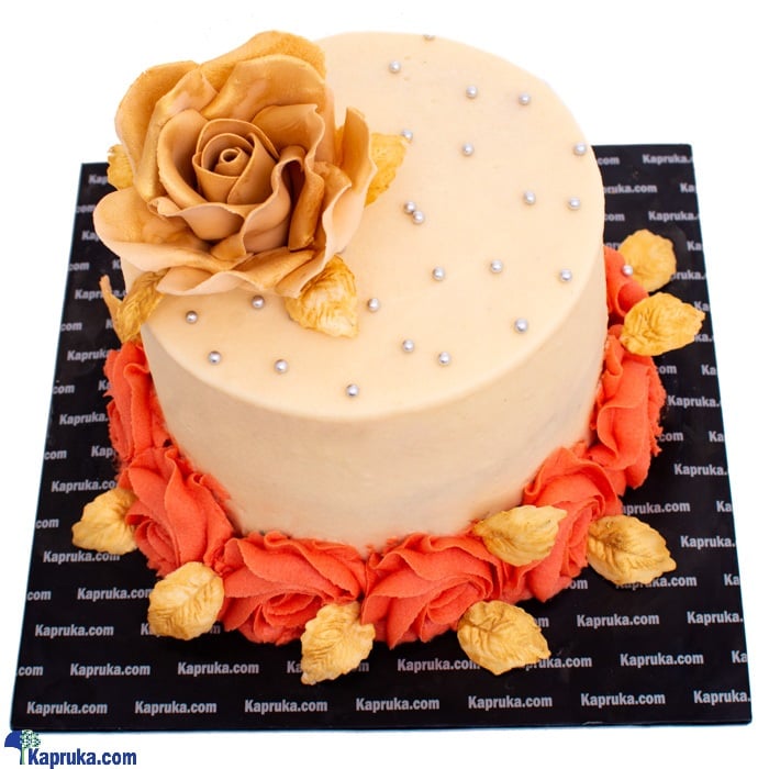 Golden Rose Ribbon Cake Online at Kapruka | Product# cake00KA001173