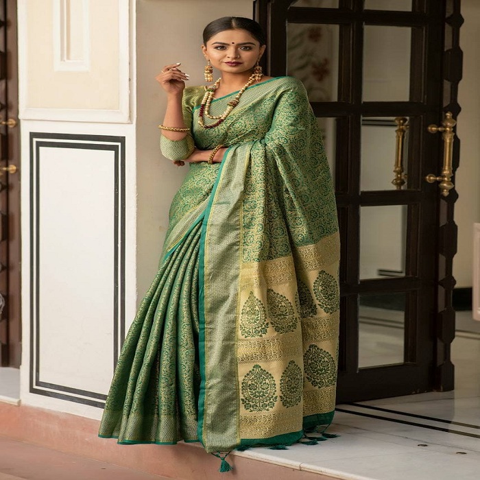 Soft Kanchipuram Silk Saree- Green Online at Kapruka | Product# clothing02364