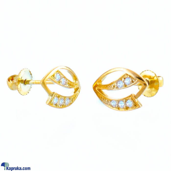 Swarnamahal 22kt Yellow Gold Ear Stud With Swarovski Zirconia- ES914 Online at Kapruka | Product# jewelleryS0327