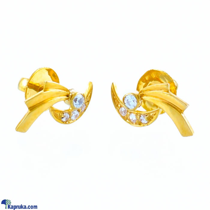Swarnamahal 22kt Yellow Gold Ear Stud With Swarovski Zirconia- ES1024 Online at Kapruka | Product# jewelleryS0329