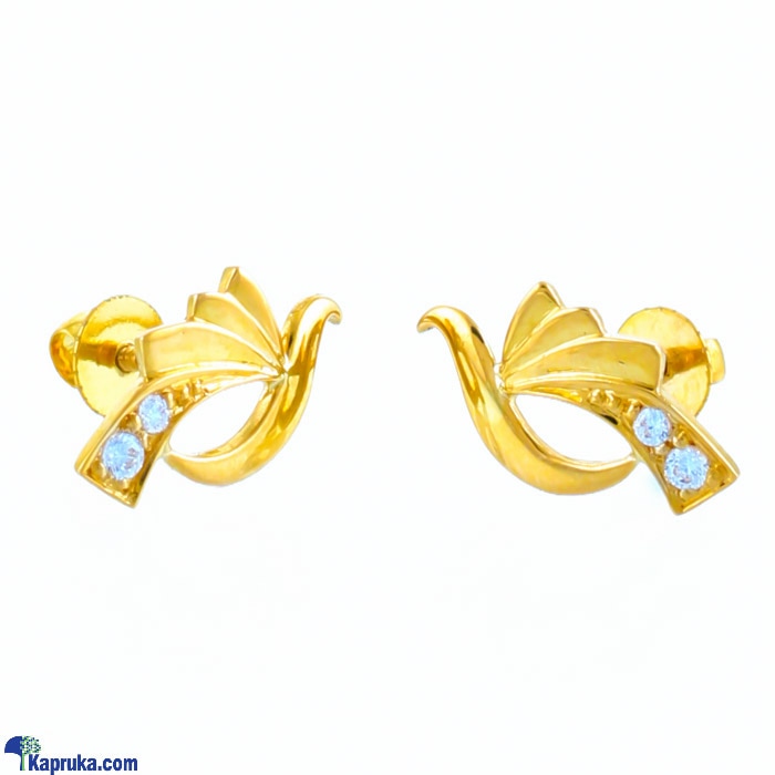 Swarnamahal 22kt Yellow Gold Ear Stud With Swarovski Zirconia- ES1027 Online at Kapruka | Product# jewelleryS0328
