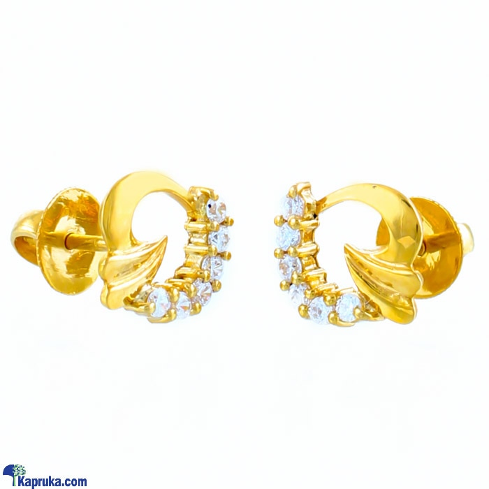 Swarnamahal 22kt Yellow Gold Ear Stud With Swarovski Zirconia- ES1029 Online at Kapruka | Product# jewelleryS0330