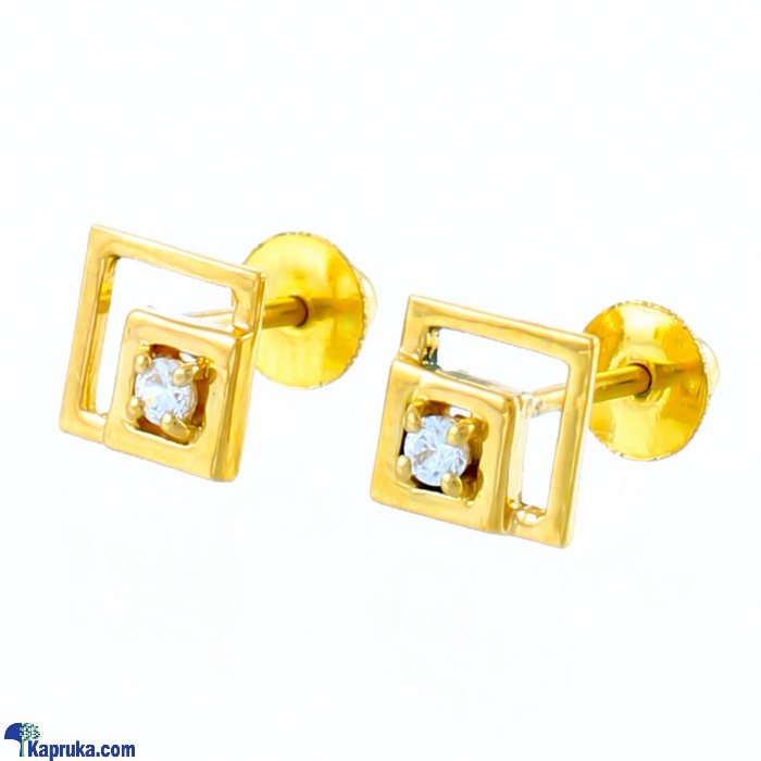 Swarnamahal  22kt Yellow Gold Ear Stud With Swarovski Zirconia- ES1075 Online at Kapruka | Product# jewelleryS0331