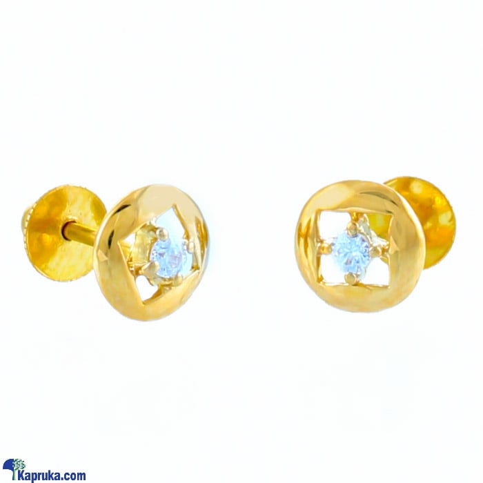 Swarnamahal 22kt Yellow Gold Ear Stud  With Swarovski Zirconia- ES1076 Online at Kapruka | Product# jewelleryS0332