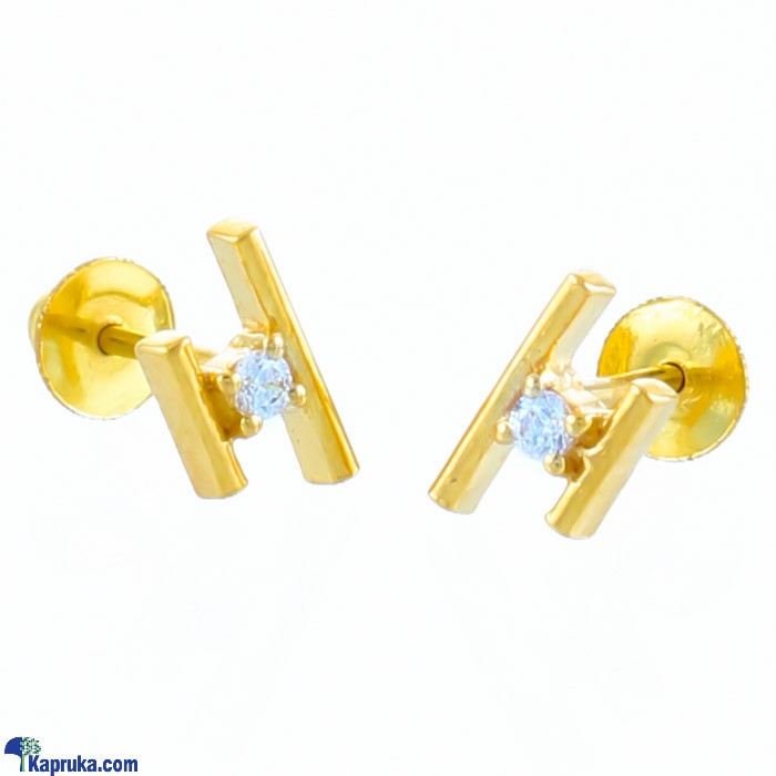 Swarnamahal 22kt Yellow Gold Ear Stud With Swarovski Zirconia- ES0001087 Online at Kapruka | Product# jewelleryS0334
