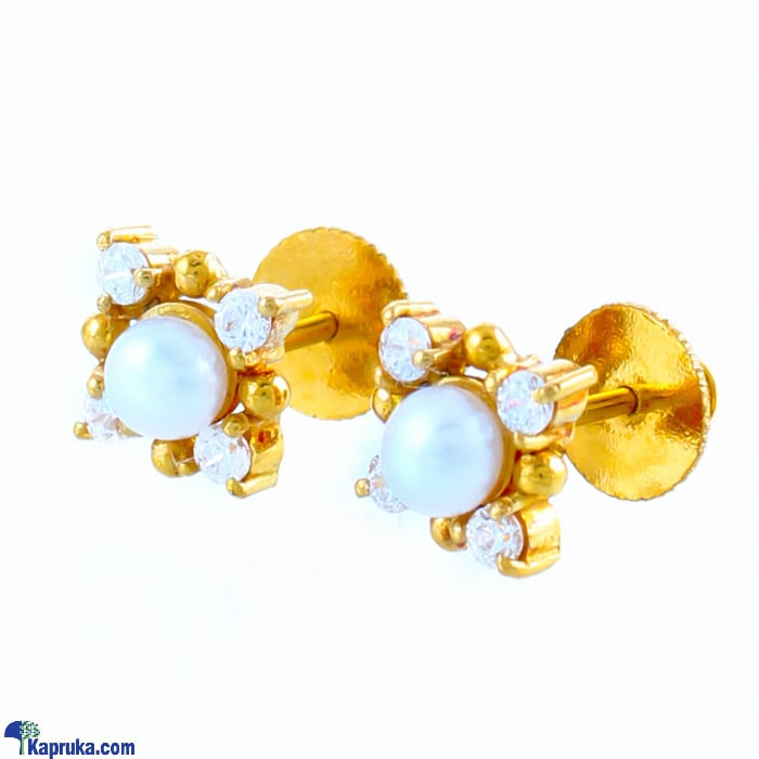 Swarnamahal 22kt Yellow Gold Ear Stud With Swarovski Zirconia- ES1258 Online at Kapruka | Product# jewelleryS0343