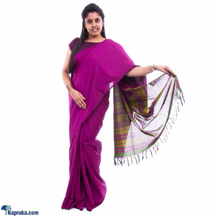 Purple And Green Striped Saree Online at Kapruka | Product# clothing02469