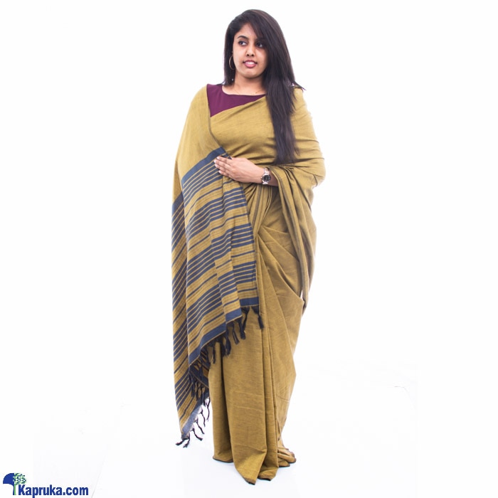 Blue And Gold Mixed Handloom Saree Online at Kapruka | Product# clothing02465